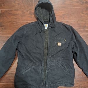 Carhartt Sherpa lined hooded jacket black men's large